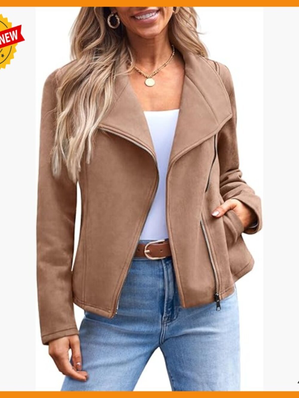 Cropped Faux Suede Leather Jacket, Open Front Cardigan Style for Fall Winter